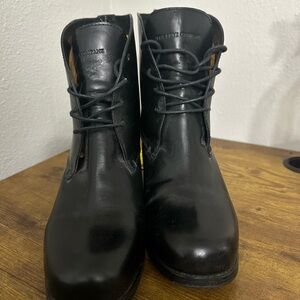 Frye Black Leather Lace-Up Booties